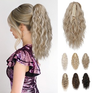image:imageREECHO Ponytail Extension 14 Inch Curly Claw Pony Tails Hair Extensions Clip in Ponytail Hair Extensions Natural Synthetic Hairpiece for Women Everyday Wear  Platinum BlondeLight Blonde with Highlights