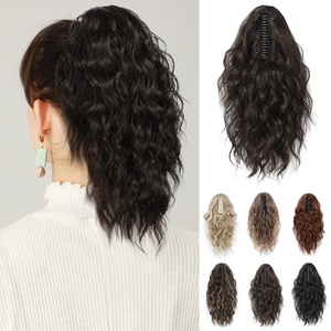 image:imageREECHO Ponytail Extension 14 Inch Curly Claw Pony Tails Hair Extensions Clip in Ponytail Hair Extensions Natural Synthetic Hairpiece for Women Everyday Wear  Platinum BlondeBlack Brown