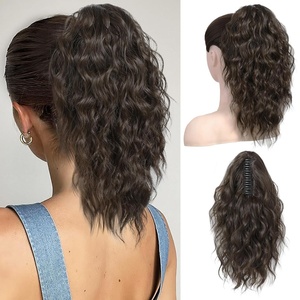 image:imageREECHO Ponytail Extension 14 Inch Curly Claw Pony Tails Hair Extensions Clip in Ponytail Hair Extensions Natural Synthetic Hairpiece for Women Everyday Wear  Platinum BlondeDark Chocolate Brown