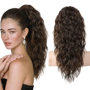 image:imageREECHO Ponytail Extension 30 Long Claw Clip Ponytail Extension for Women Curly Pony Tails Hair Extensions Clip in Synthetic Hairpiece for Women Platinum BlondeDark Chocolate Brown