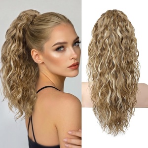 image:imageREECHO Ponytail Extension 30 Long Claw Clip Ponytail Extension for Women Curly Pony Tails Hair Extensions Clip in Synthetic Hairpiece for Women Platinum BlondeMedium Blonde with Blonde Highlights