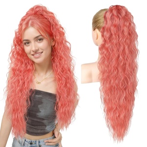 image:imageREECHO Ponytail Extension 30 Long Claw Clip Ponytail Extension for Women Curly Pony Tails Hair Extensions Clip in Synthetic Hairpiece for Women Platinum BlondeCopper Auburn