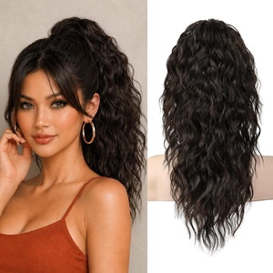 image:imageREECHO Ponytail Extension 30 Long Claw Clip Ponytail Extension for Women Curly Pony Tails Hair Extensions Clip in Synthetic Hairpiece for Women Platinum BlondeBlack Brown