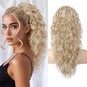 image:imageREECHO Ponytail Extension 30 Long Claw Clip Ponytail Extension for Women Curly Pony Tails Hair Extensions Clip in Synthetic Hairpiece for Women Platinum BlondeMedium Blonde