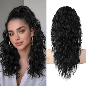 image:imageREECHO Ponytail Extension 30 Long Claw Clip Ponytail Extension for Women Curly Pony Tails Hair Extensions Clip in Synthetic Hairpiece for Women Platinum BlondeNatural Black