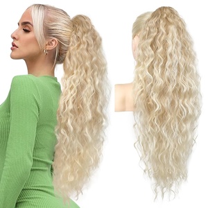 image:imageREECHO Ponytail Extension 30 Long Claw Clip Ponytail Extension for Women Curly Pony Tails Hair Extensions Clip in Synthetic Hairpiece for Women Platinum BlondeDark Blonde with Light Ends