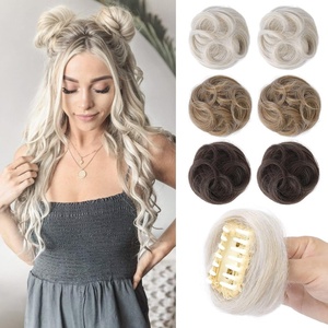 image:imageREECHO Space Bun Hair Pieces 2 PCS Mini Claw Clip in Messy amp Cat Ears Fake Hair Bun Extensions HB001 Wig Accessory Updo Hairpieces for Women Pack of 235 Wavy Black BrownPearl Platinum