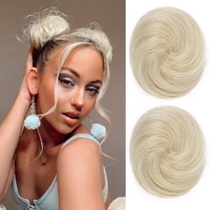 image:imageREECHO Space Bun Hair Pieces 2 PCS Mini Claw Clip in Messy amp Cat Ears Fake Hair Bun Extensions HB001 Wig Accessory Updo Hairpieces for Women Pack of 235 Wavy Black BrownLight Blonde