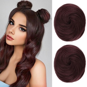 image:imageREECHO Space Bun Hair Pieces 2 PCS Mini Claw Clip in Messy amp Cat Ears Fake Hair Bun Extensions HB001 Wig Accessory Updo Hairpieces for Women Pack of 235 Wavy Black BrownBurgundy