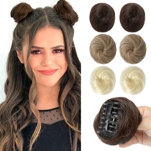 image:imageREECHO Space Bun Hair Pieces 2 PCS Mini Claw Clip in Messy amp Cat Ears Fake Hair Bun Extensions HB001 Wig Accessory Updo Hairpieces for Women Pack of 235 Wavy Black BrownDark Chocolate Brown