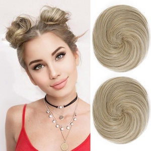 image:imageREECHO Space Bun Hair Pieces 2 PCS Mini Claw Clip in Messy amp Cat Ears Fake Hair Bun Extensions HB001 Wig Accessory Updo Hairpieces for Women Pack of 235 Wavy Black BrownMedium Blonde with Pale Highlights