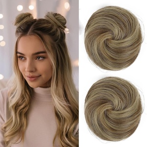 image:imageREECHO Space Bun Hair Pieces 2 PCS Mini Claw Clip in Messy amp Cat Ears Fake Hair Bun Extensions HB001 Wig Accessory Updo Hairpieces for Women Pack of 235 Wavy Black BrownLight Brown with Highlights
