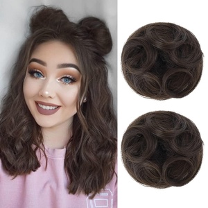 image:imageREECHO Space Bun Hair Pieces 2 PCS Mini Claw Clip in Messy amp Cat Ears Fake Hair Bun Extensions HB001 Wig Accessory Updo Hairpieces for Women Pack of 235 Wavy Black BrownDeep Brown