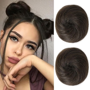 image:imageREECHO Space Bun Hair Pieces 2 PCS Mini Claw Clip in Messy amp Cat Ears Fake Hair Bun Extensions HB001 Wig Accessory Updo Hairpieces for Women Pack of 235 Wavy Black BrownMedium Brown with Highlights