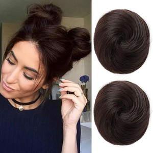 image:imageREECHO Space Bun Hair Pieces 2 PCS Mini Claw Clip in Messy amp Cat Ears Fake Hair Bun Extensions HB001 Wig Accessory Updo Hairpieces for Women Pack of 235 Wavy Black BrownDark Brown