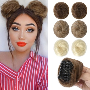 image:imageREECHO Space Bun Hair Pieces 2 PCS Mini Claw Clip in Messy amp Cat Ears Fake Hair Bun Extensions HB001 Wig Accessory Updo Hairpieces for Women Pack of 235 Wavy Black BrownLight Chocolate Brown