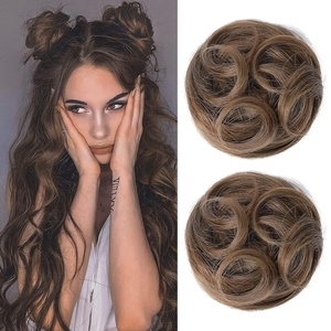 image:imageREECHO Space Bun Hair Pieces 2 PCS Mini Claw Clip in Messy amp Cat Ears Fake Hair Bun Extensions HB001 Wig Accessory Updo Hairpieces for Women Pack of 235 Wavy Black BrownGinger Brown