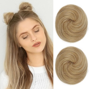 image:imageREECHO Space Bun Hair Pieces 2 PCS Mini Claw Clip in Messy amp Cat Ears Fake Hair Bun Extensions HB001 Wig Accessory Updo Hairpieces for Women Pack of 235 Wavy Black BrownGolden Blonde and Bleach Blonde Mixed