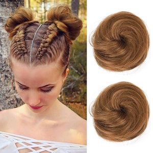 image:imageREECHO Space Bun Hair Pieces 2 PCS Mini Claw Clip in Messy amp Cat Ears Fake Hair Bun Extensions HB001 Wig Accessory Updo Hairpieces for Women Pack of 235 Wavy Black BrownWarm Light Brown