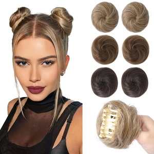 image:imageREECHO Space Bun Hair Pieces 2 PCS Mini Claw Clip in Messy amp Cat Ears Fake Hair Bun Extensions HB001 Wig Accessory Updo Hairpieces for Women Pack of 235 Wavy Black BrownDark Blonde
