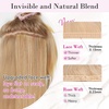 image:imageREECHO Clip in Hair Extensions 4PCS Blonde Hair Extensions 24 Thick Long Beach Waves Invisible Lace Weft Natural Soft Hairpieces for Women  Natural BlondeAsh Brown with Highlights