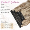 image:imageREECHO Clip in Hair Extensions 4PCS Blonde Hair Extensions 24 Thick Long Beach Waves Invisible Lace Weft Natural Soft Hairpieces for Women  Natural BlondeDark Ash Brown with Highlights