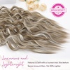 image:imageREECHO Clip in Hair Extensions 4PCS Blonde Hair Extensions 24 Thick Long Beach Waves Invisible Lace Weft Natural Soft Hairpieces for Women  Natural BlondeAsh Brown with Platinum