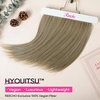 image:imageREECHO Invisible Wire Hair Extensions with Thinner Softer Lace Weft 12 Short Straight Clips in Secret Hairpiece for Women 12 Inch Pack of 1  Golden Blonde with HighlightsLight Ash Brown with Highlight
