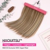 image:imageREECHO Invisible Wire Hair Extensions with Thinner Softer Lace Weft 12 Short Straight Clips in Secret Hairpiece for Women 12 Inch Pack of 1  Golden Blonde with HighlightsDark Ash Brown with Highlights