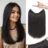 image:imageREECHO Invisible Wire Hair Extensions with Thinner Softer Lace Weft 12 Short Straight Clips in Secret Hairpiece for Women 12 Inch Pack of 1  Golden Blonde with HighlightsOff Black
