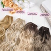 image:imageREECHO Invisible Wire Hair Extensions with Thinner Softer Lace Weft Chocolate Brown with Blonde Highlights 12 Inch Pack of 1Bronde