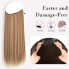 image:imageREECHO Invisible Wire Hair Extensions with Transparent Headband Adjustable Size Removable Secure Clips in Straight Secret Hairpiece for Women  Natural BlackLight Brown with Blonde Highlights