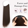 image:imageREECHO Invisible Wire Hair Extensions with Transparent Headband Adjustable Size Removable Secure Clips in Straight Secret Hairpiece for Women  Natural BlackDark Chocolate Brown
