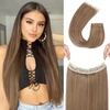 image:imageREECHO Invisible Wire Hair Extensions with Transparent Headband Adjustable Size Removable Secure Clips in Straight Secret Hairpiece for Women  Natural BlackDark Blonde