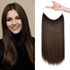 image:imageREECHO Invisible Wire Hair Extensions with Transparent Headband Adjustable Size Removable Secure Clips in Straight Secret Hairpiece for Women  Natural BlackDark Brown with Copper Highlights