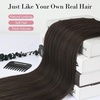 image:imageREECHO Invisible Wire Hair Extensions with Transparent Headband Adjustable Size Removable Secure Clips in Straight Secret Hairpiece for Women  Natural BlackCool Dark Brown
