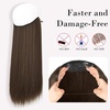 image:imageREECHO Invisible Wire Hair Extensions with Transparent Headband Adjustable Size Removable Secure Clips in Straight Secret Hairpiece for Women  Natural BlackMedium Brown with Highlights