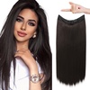 image:imageREECHO Invisible Wire Hair Extensions with Transparent Headband Adjustable Size Removable Secure Clips in Straight Secret Hairpiece for Women  Natural BlackBlack Brown