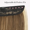 image:imageREECHO Invisible Wire Hair Extensions with Transparent Headband Adjustable Size Removable Secure Clips in Straight Secret Hairpiece for Women  Natural BlackChocolate Brown with Golden Blonde Highlights