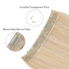 image:imageREECHO Invisible Wire Hair Extensions with Transparent Headband Adjustable Size Removable Secure Clips in Straight Secret Hairpiece for Women  Natural BlackLight Blonde