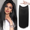 image:imageREECHO Invisible Wire Hair Extensions with Transparent Headband Adjustable Size Removable Secure Clips in Straight Secret Hairpiece for Women  Natural BlackNatural Black