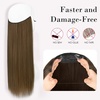 image:imageREECHO Invisible Wire Hair Extensions with Transparent Headband Adjustable Size Removable Secure Clips in Straight Secret Hairpiece for Women  Natural BlackChocolate Brown