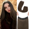 image:imageREECHO Invisible Wire Hair Extensions with Transparent Headband Adjustable Size Removable Secure Clips in Straight Secret Hairpiece for Women  Natural BlackMedium Ash Brown
