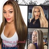 image:imageREECHO Invisible Wire Hair Extensions with Transparent Headband Adjustable Size Removable Secure Clips in Straight Secret Hairpiece for Women  Natural BlackChocolate Brown with Golden Blonde Highlights