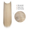 image:imageREECHO Invisible Wire Hair Extensions with Transparent Headband Adjustable Size Removable Secure Clips in Straight Secret Hairpiece for Women  Natural BlackMedium Blonde with Pale Highlights