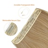 image:imageREECHO Invisible Wire Hair Extensions with Transparent Headband Adjustable Size Removable Secure Clips in Straight Secret Hairpiece for Women  Natural BlackGolden Blonde with Highlights