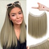 image:imageREECHO Invisible Wire Hair Extensions with Thinner Softer Lace Weft 12 Short Straight Clips in Secret Hairpiece for Women 12 Inch Pack of 1  Golden Blonde with HighlightsLight Ash Brown with Highlight