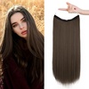 image:imageREECHO Invisible Wire Hair Extensions with Transparent Headband Adjustable Size Removable Secure Clips in Straight Secret Hairpiece for Women  Natural BlackMedium Ash Brown