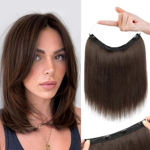 image:imageREECHO Invisible Wire Hair Extensions with Thinner Softer Lace Weft 12 Short Straight Clips in Secret Hairpiece for Women 12 Inch Pack of 1  Golden Blonde with HighlightsChocolate Brown
