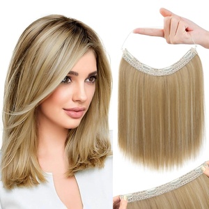 image:imageREECHO Invisible Wire Hair Extensions with Thinner Softer Lace Weft 12 Short Straight Clips in Secret Hairpiece for Women 12 Inch Pack of 1  Golden Blonde with HighlightsGolden Blonde with Highlights
